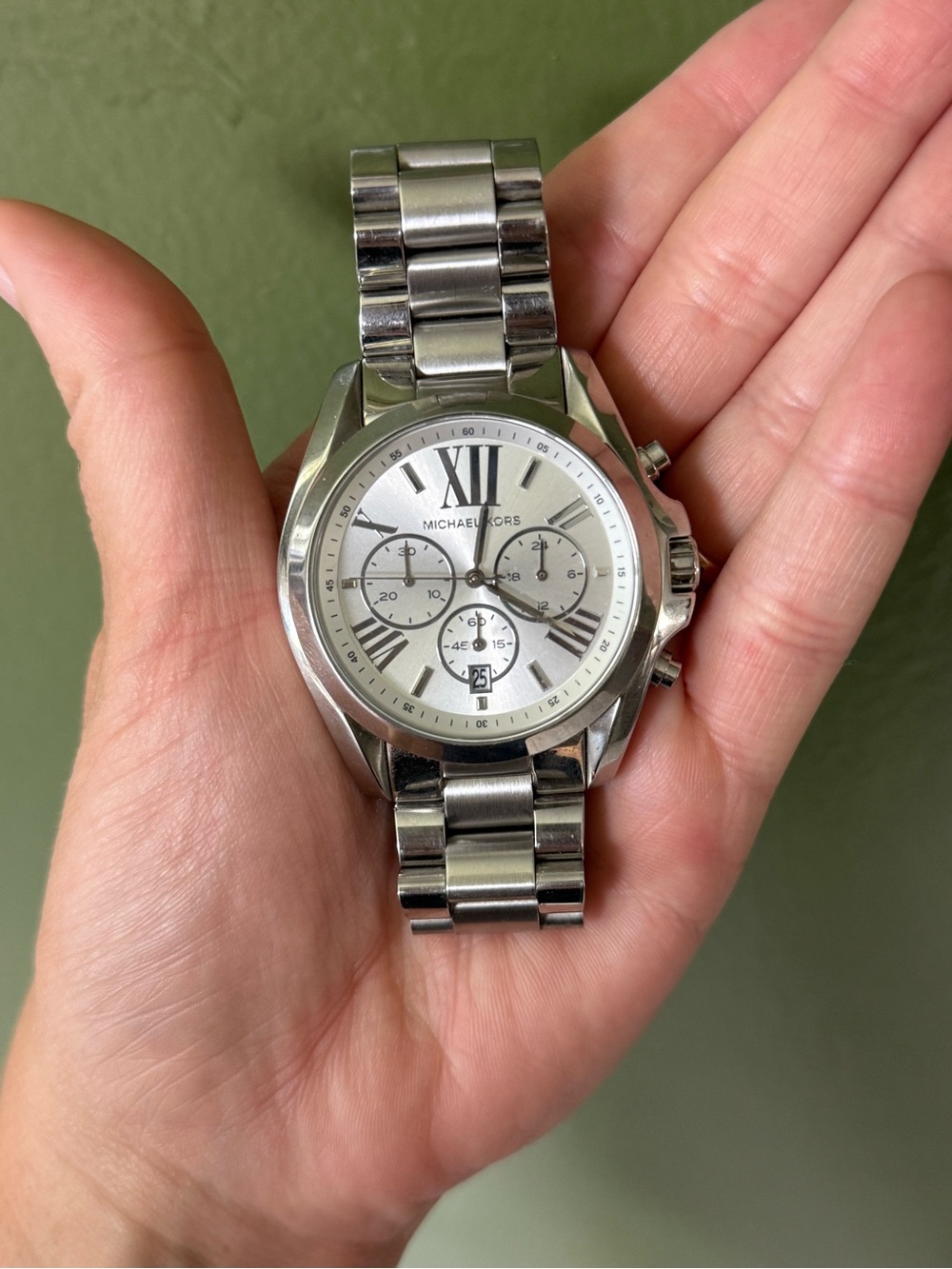 Michael Kors Silver-Tone Chronograph Bracelet Watch